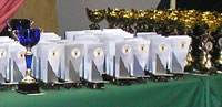 Quelques un des très nombreux trophées qui ont été distribués au cours de la soirée.